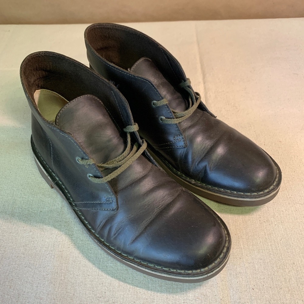 Clarks Bushacre Desert Boots US Men's 8 Olive Green Leather